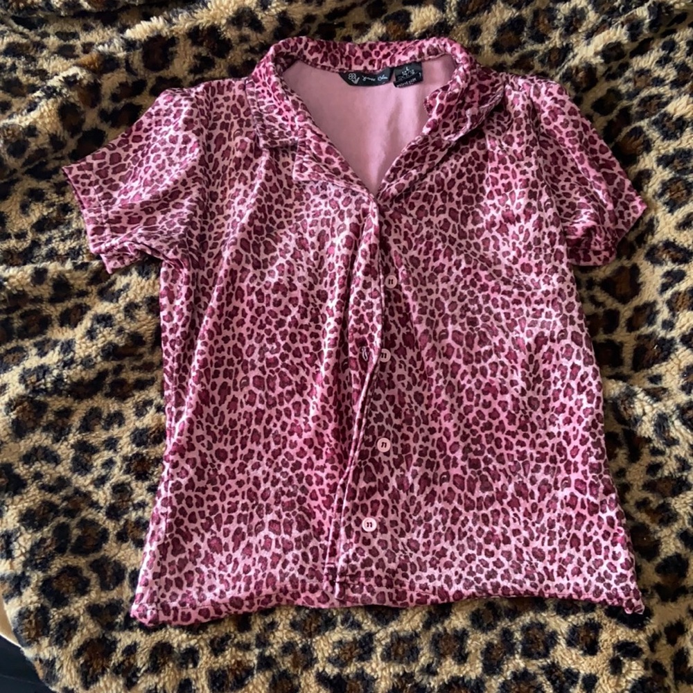 Pink leopard velvet club kid top y2k 2000 90s